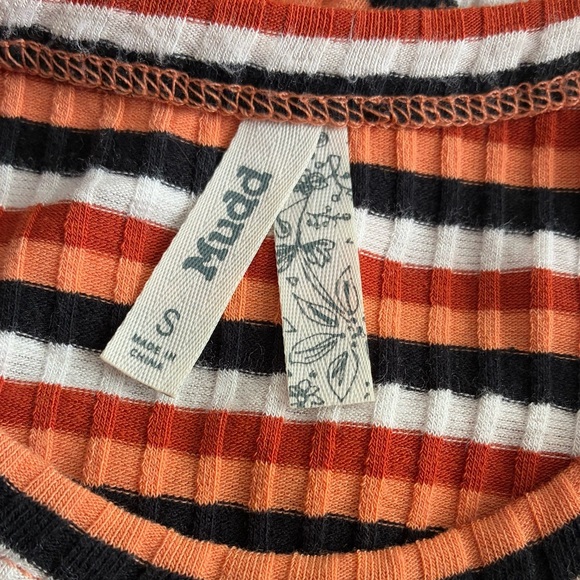 Mudd Orange and White Ribbed High Neck Sleeveless Tank Top S - Picture 9 of 12